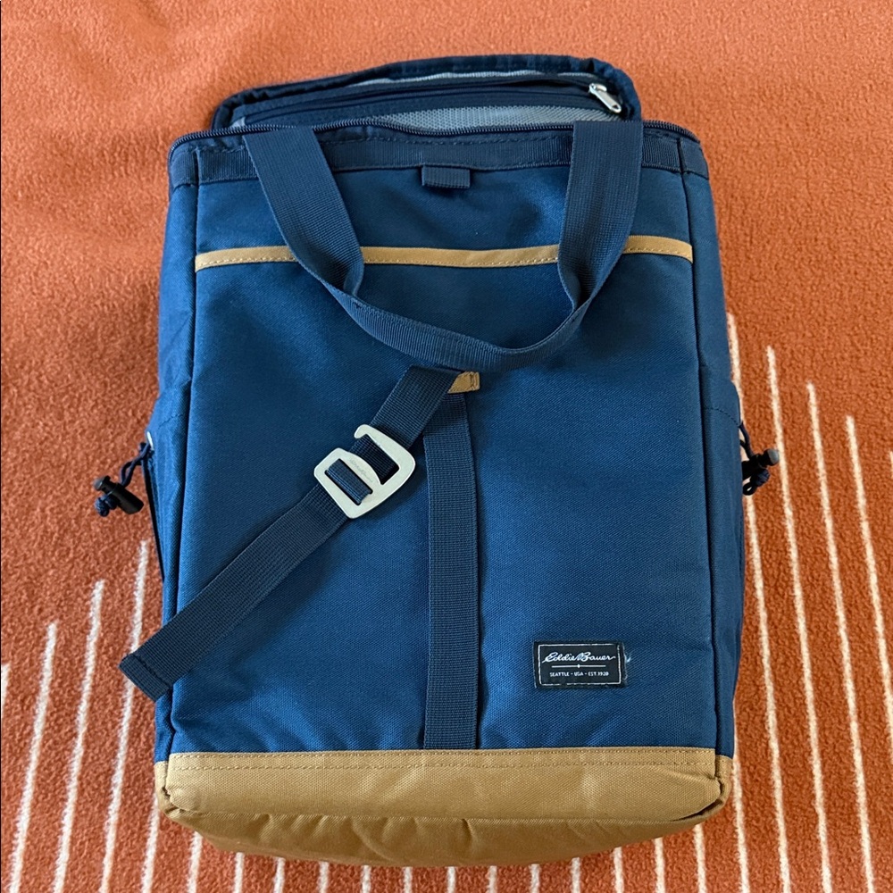Eddie Bauer Blue and Tan Backpack Cooler